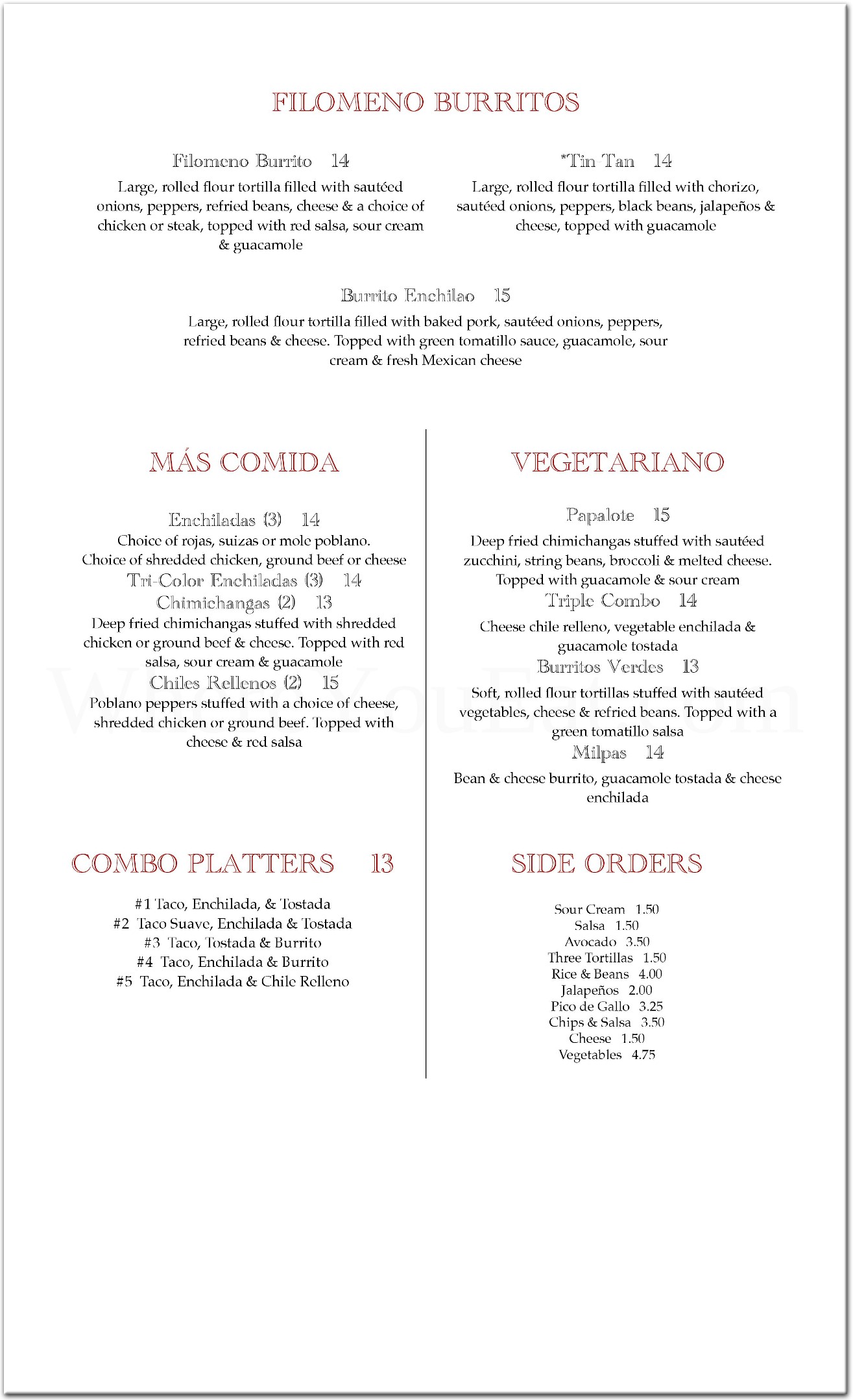menu